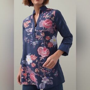 Chico’s No-Iron Stretch Flower Print Tunic size L